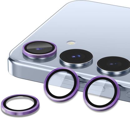for Samsung Galaxy S25 Plus Camera Lens Protector, Individual Metal Ring Tempered Glass Lens Cover, [Strong Adsorption] Scratch Resistant Ultra-Thin HD Clear Lens Cover, 1 Set-Purple