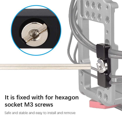 Camera Cage Cable Clamp, CNC Integrated Mounting Clamp, 1/4" Universal Portable Cage Fitting Wire Clip for Camera Data Cable Management