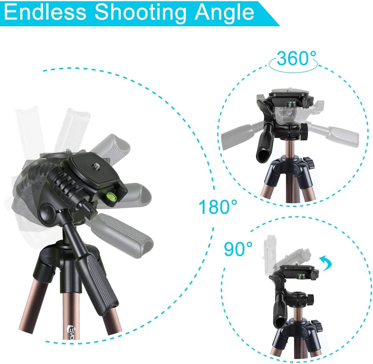 Endurax 60'' Tripod for Camera Canon Nikon DSLR, Camera Phone Tripod with Universal Holder, Carry Bag, Max. Load 6.6 lbs