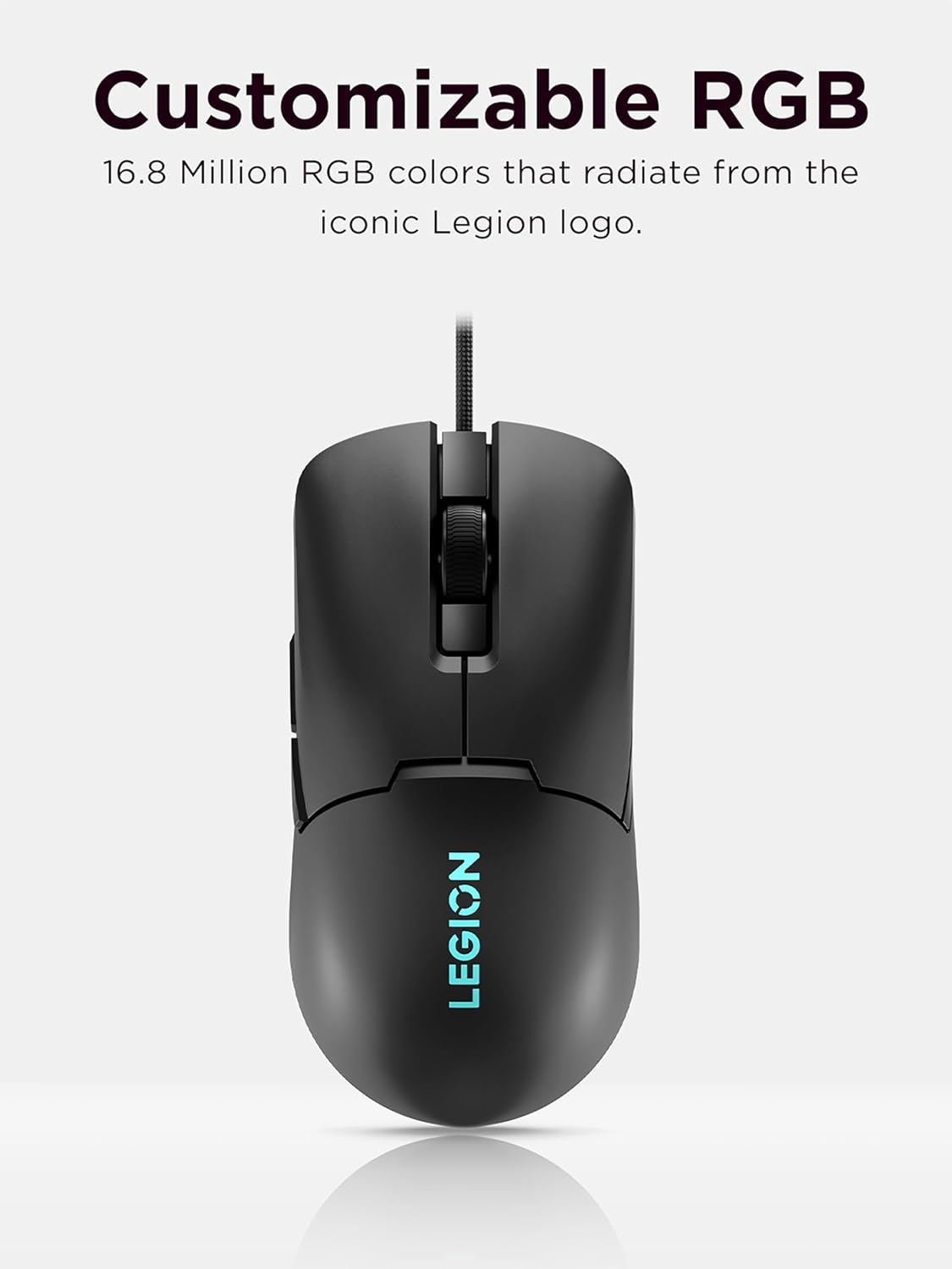 Lenovo Legion M300s RGB Wired Gaming Mouse - 8,000 DPI Adjustable Sensor, 6 Programmable Buttons & 20-Million Clicks Durability with Optimized Comfort (Black)