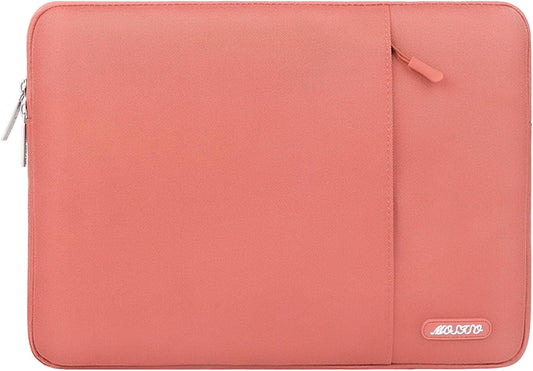 MOSISO Laptop Case 13.3 inch, 13-13.3 inch Laptop Sleeve Compatible with MacBook Air/Pro 13 / Pro 14, HP Dell ASUS Lenovo Notebook, Polyester Vertical Computer Sleeve Bag with Pocket, Coral