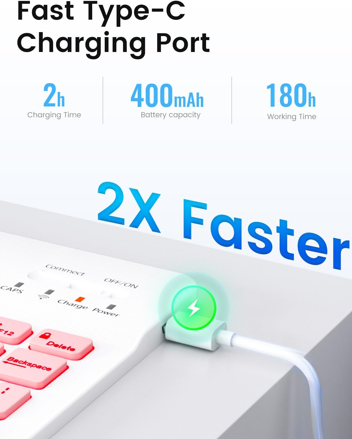 OYEEICE for iPad 9th Generation Case with Keyboard - Detachable Backlit Keyboard - Rotatable Cover with Pencil Holder for iPad 9th/8th/7th Gen, iPad Air 3rd Gen & iPad Pro 10.5" - Pink