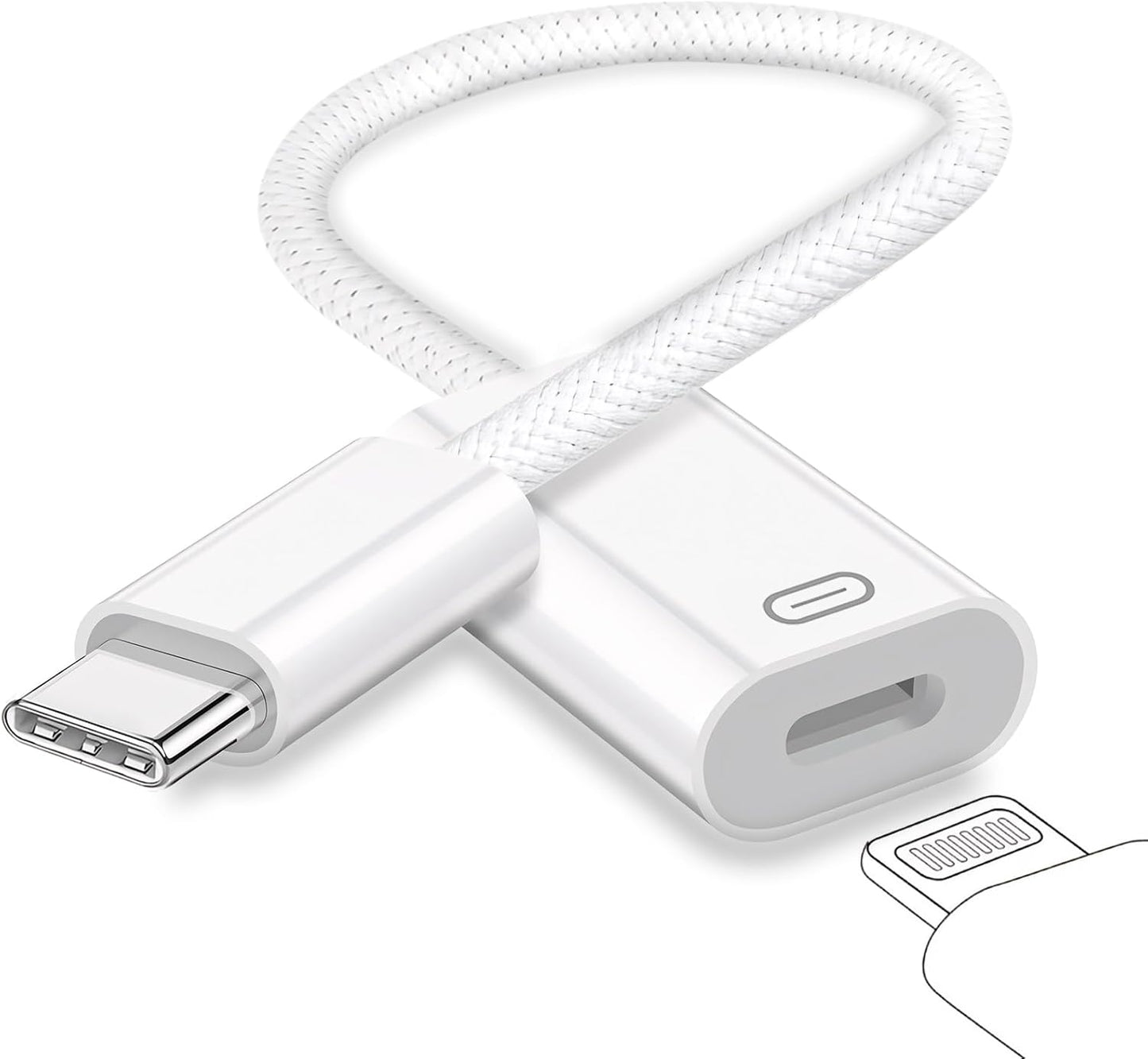 USB C to Lightning Headphone Audio Adapter, Type C Male to Female Lightning Earphone Converter with Charge/Data Transfer, Compatible with iPhone 17/16/15 Plus/Pro/Max, iPad Pro/Air 6/5/4, MacBook