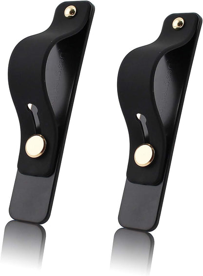 Removable and Reusable Cell Phone Grip Strap, Yetaida Telescopic Finger Kickstand Bracket Universal Silicone Phone Holder Stand and Portable Finger Loop for Most Smartphones Case (Black)