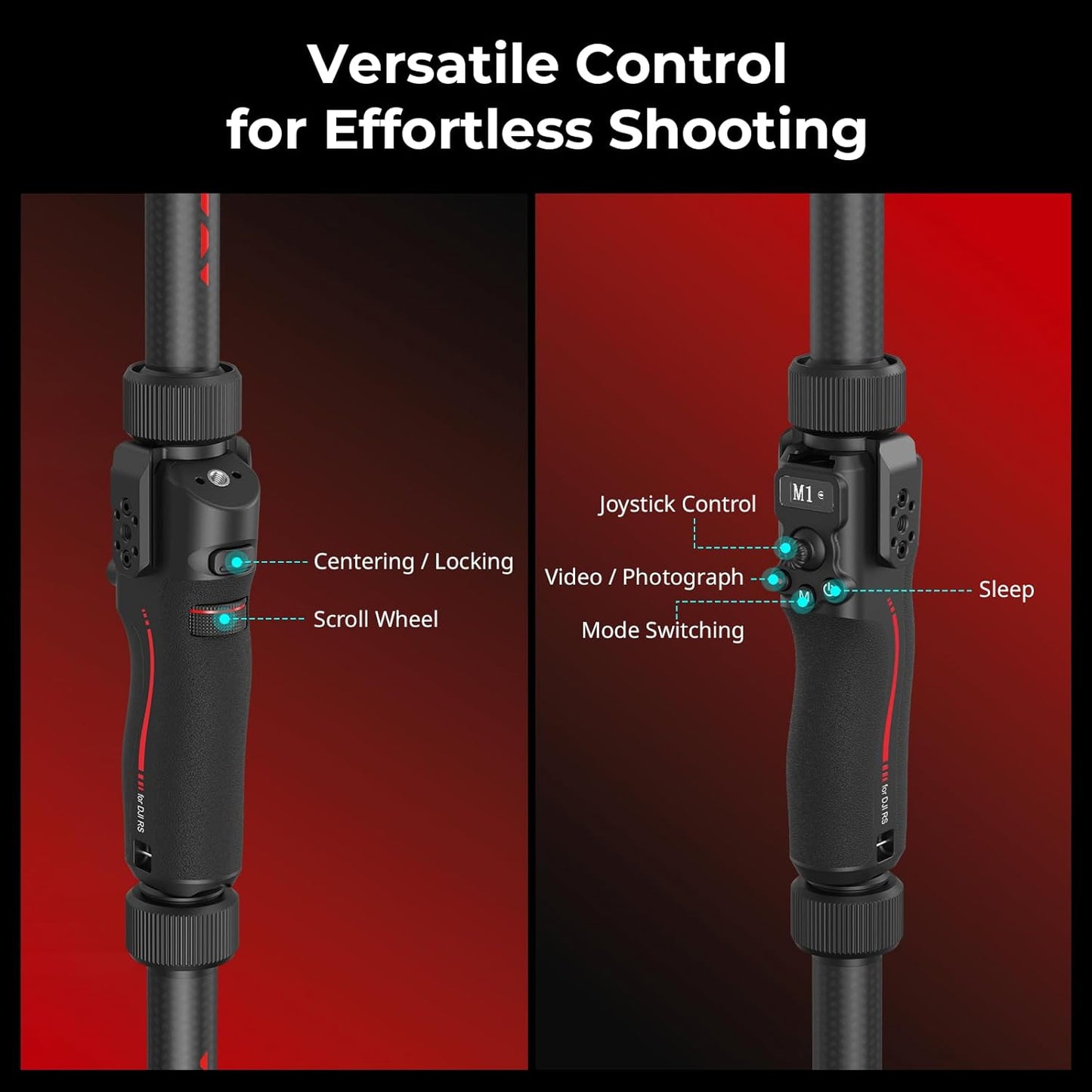 SMALLRIG Stabilizer Handheld Ring Grip for DJI RS 2 / RS 3 Pro/RS 4 / RS 4 Pro Gimbal, Supports Various Controls, Integrated Foldable Design, Max Load 17.6 lb - 4328