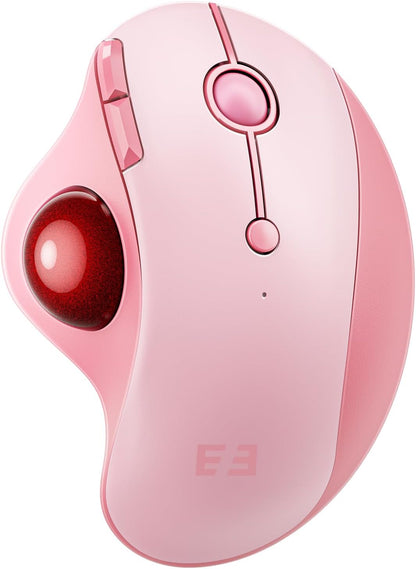seenda Wireless Trackball Mouse, Bluetooth Ergonomic Rollerball Mouse Rechargeable Multi Devices USB/Bluetooth Connection Thumb Control Mice Compatible for Mac/Android/Windows Computers, Pink
