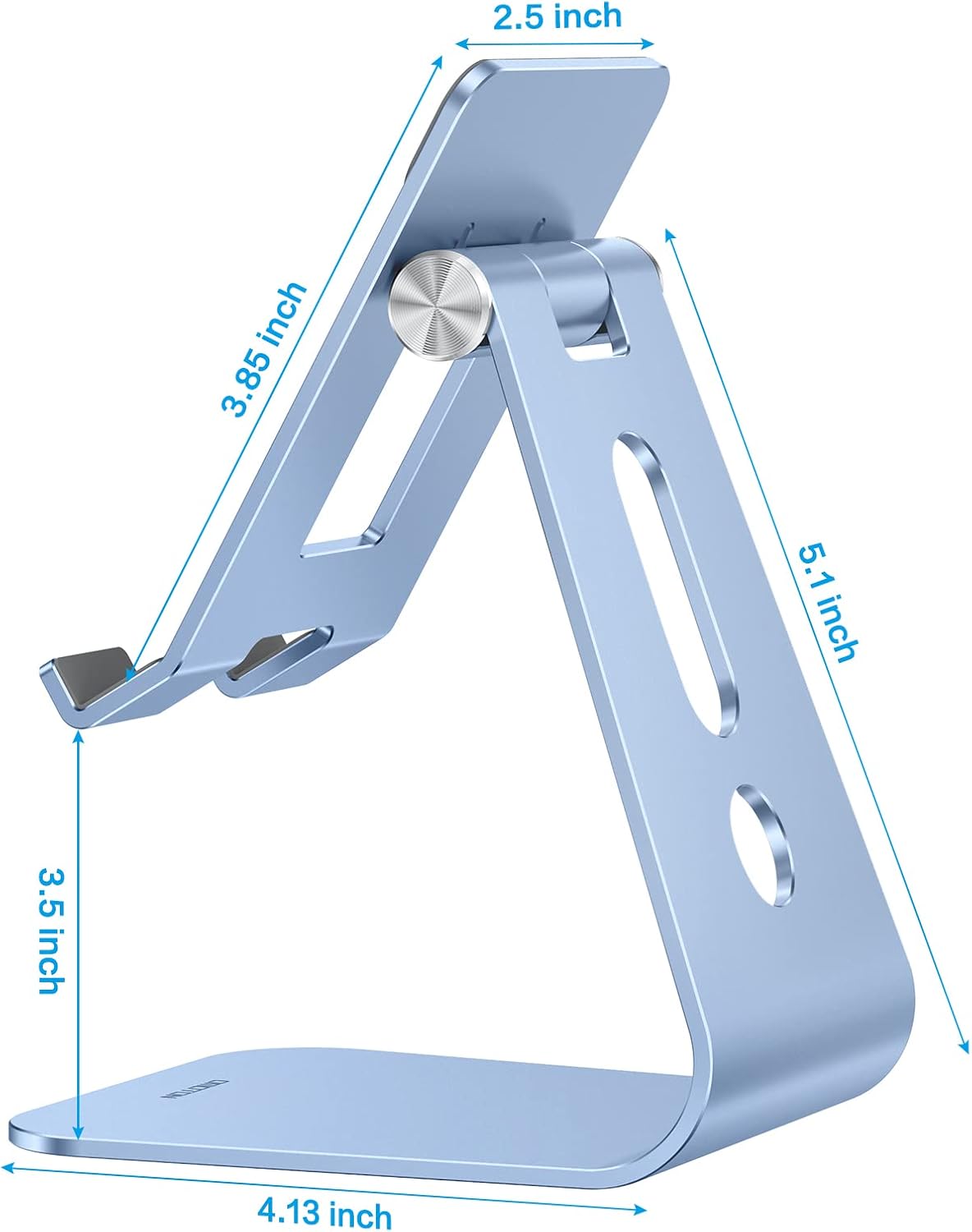 OMOTON Adjustable Tablet Stand for Desk, Upgraded Longer Arms for Greater Stability, T2 Tablet Holder with Hollow Design for Bigger Sized Phones and Tablets Such as iPad Pro/Air/Mini, Blue