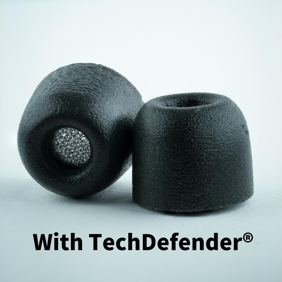 Comply 600 Core Series | Memory Foam Replacement IEM Ear Tips for Truthear, Sennheiser, Moondrop & More | Superior Noise Isolation, Ultimate Comfort, Secure Fit | TechDefender, Black (S/M/L) (3 Pairs)