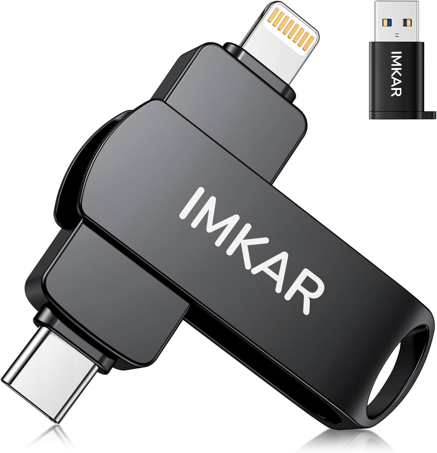 MFi Certified 512GB Flash Drive for iPhone iPad, IMKAR Memory Stick Storage for Photos Videos, Compatible with iPhone iPad Android and PC, Plug and Play No Application Required (Metal Gray)