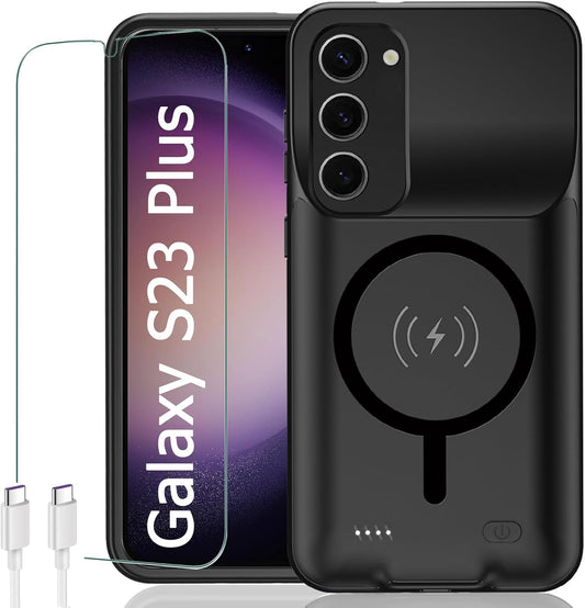 Battery Case for Galaxy S23 Plus, [12000mAh] Slim Portable Protective Fast Charging Case Backup Power Bank Battery Case Compatible with Galaxy S23 Plus-6.6 inch-Black