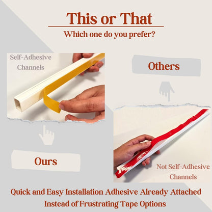 Cord Hider, Wire Cover, Cord Covers Wall Mounted TV, Cable Hider, 315 in Paintable White Raceway Kit, Electrical Cords Concealer, Cable Management, Hide Cords Wall, Wire Molding, Adhesive Channel