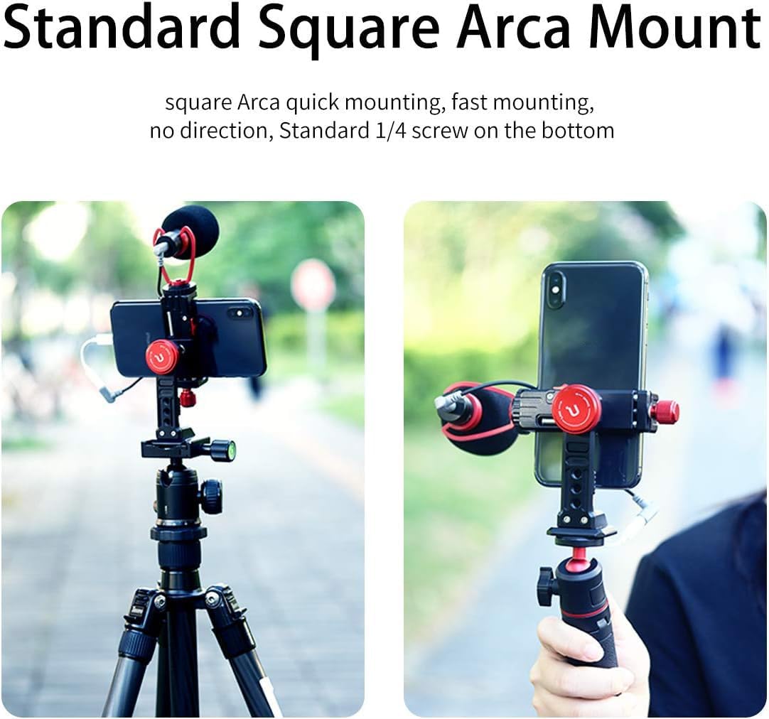 Cell Phone Tripod Mount, ULANZI ST-14 Smartphone Tripod Mount Adapter Aluminum with Cold Shoe, 360° Cell Phone Stand Holder Clamp for iPhone17 16 15 14 13 12 11 Max Pro iPhone X XR Xs 6 7 Plus