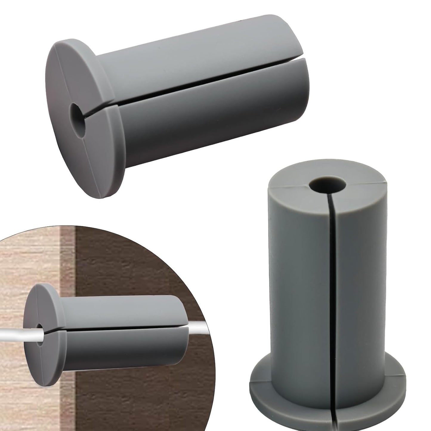 2pc Starlink Cable Grommet 1" Silicone Waterproof Wall Hole Pass Through Split Cable Bushings for TV Wire Ethernet Cord, Starlink Cable Routing Kit Accessories, 52.5mm/2.07" Ht, Grey