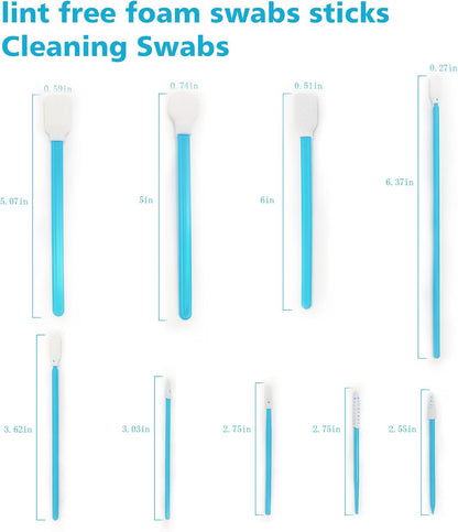 Lint-Free Foam Swab Sticks (9 Types 33 Pcs), Foam Tip Cleaning Swab Kit for Optical Instruments, Camera Lenses, Electronic Equipment, Car Detailing, Inkjet Printer Print Heads