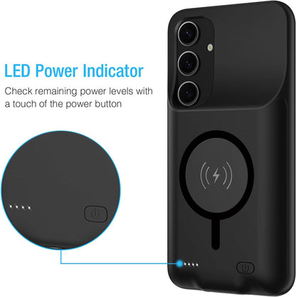 Battery Case for Galaxy A54,Enhanced [12000mAh]Ultra Thin Portable Protective Qi Wireless Charging Case Compatible with Galaxy A54 (6.4inch) Rechargeable Extended Battery Charger Case (Black)