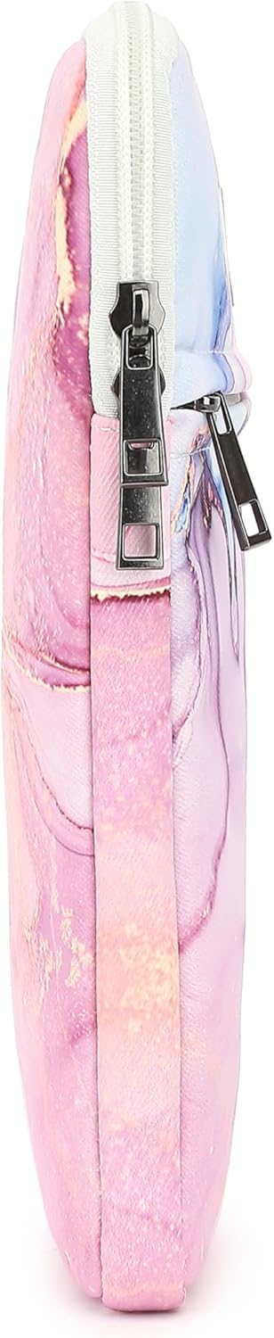 Canvaslove Pink Marble Laptop Sleeve Case Bag with Pocket for MacBook Pro 14 inch,Surface Laptop 14.4 inch and HP Lenovo Dell ASUS Acer 14 inch Laptop