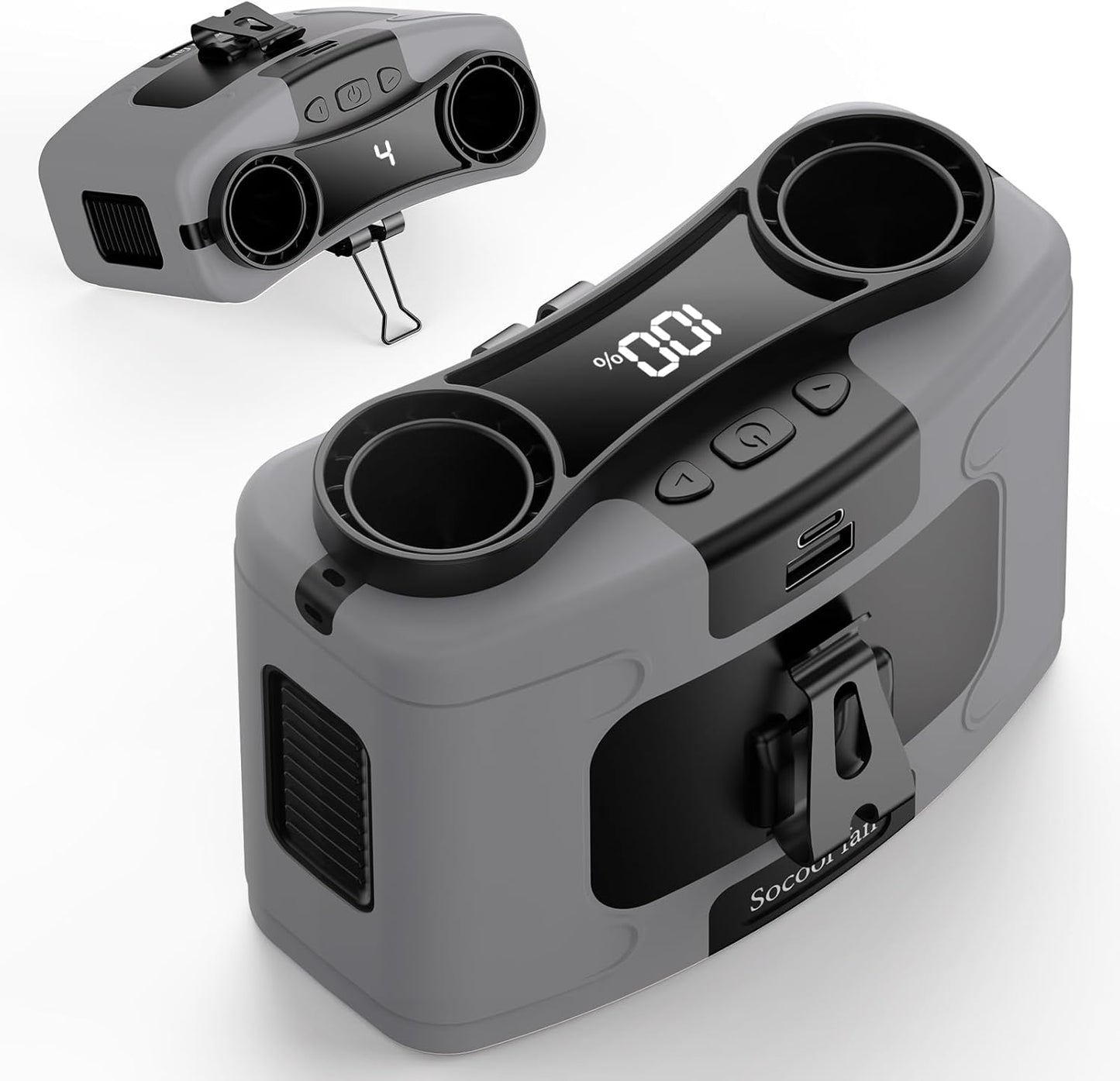 Socool 20000mAh Portable Waist Fan Clip on Wearable Belt Personal Fan Rechargeable, 40H Cooling Battery Operated with 10 Speeds & Dual Air Outlets, Neck Fans Hanging for Outdoor Jobsite Camping