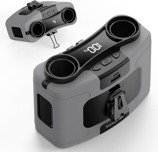 Socool 20000mAh Portable Waist Fan Clip on Wearable Belt Personal Fan Rechargeable, 40H Cooling Battery Operated with 10 Speeds & Dual Air Outlets, Neck Fans Hanging for Outdoor Jobsite Camping