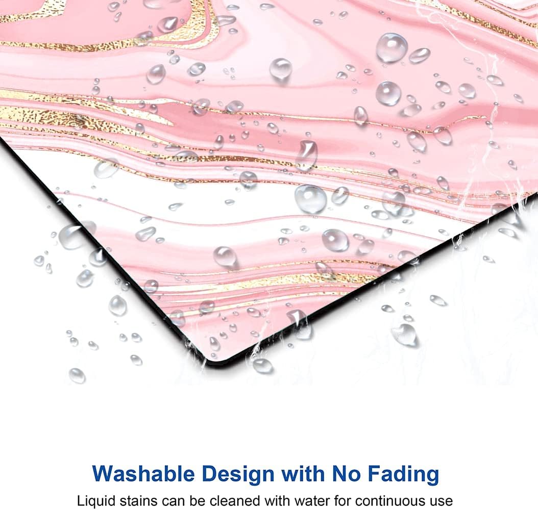 Cute Mouse Pad, Pink Gold Marble Mouse Pad, Square Personalized Mouse Mat with Design, Non-Slip Rubber Base Computer Mousepad for Office Laptop Desk