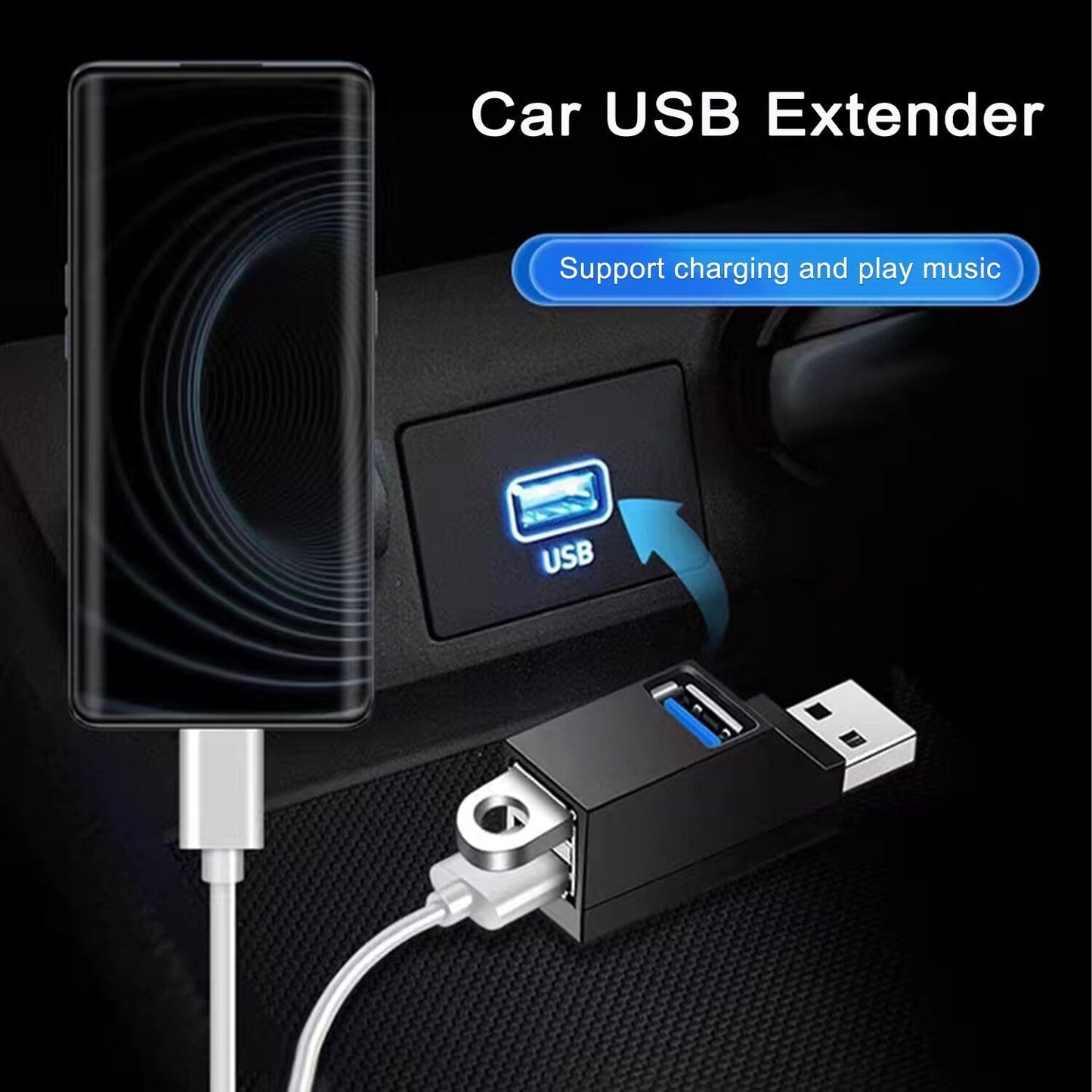 USB 3.0 Hub, VIENON 3-Port Portable USB Expander USB Splitter for Laptop, Car, Mac Pro, iMac, MacBook Air, MacBook Pro, MacBook and More