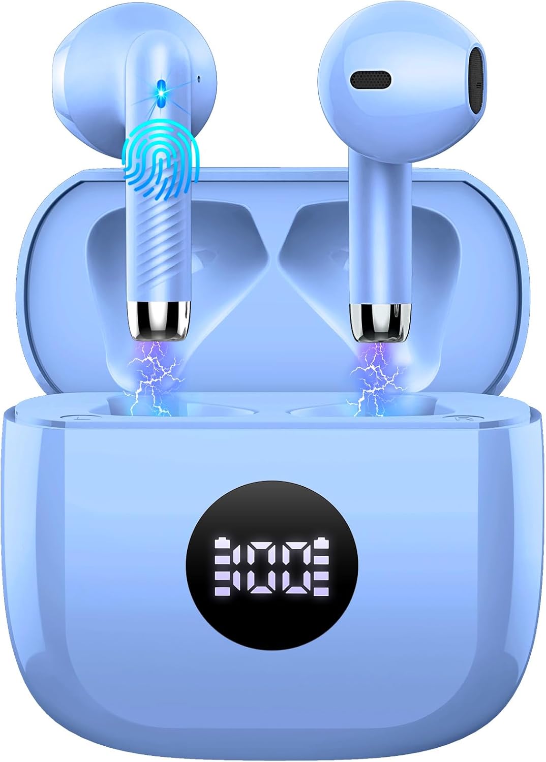 Wireless Earbuds Bluetooth 5.4 , Ear Buds LED Power Display Headphones 6D Stereo, Bluetooth Earbuds in-Ear Noise Cancelling Mic, 40H Playback Mini Case IP7 Waterproof Sports Earphones for Android iOS