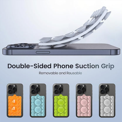 ZYCCER Double Sided Silicone Suction Phone Holder Mount,Compatible with iPhone and Android Cases Hands-Free Mirror Shower Phone Mount Strong Grip Holder (Light Blue, Double Sided 2PCS)