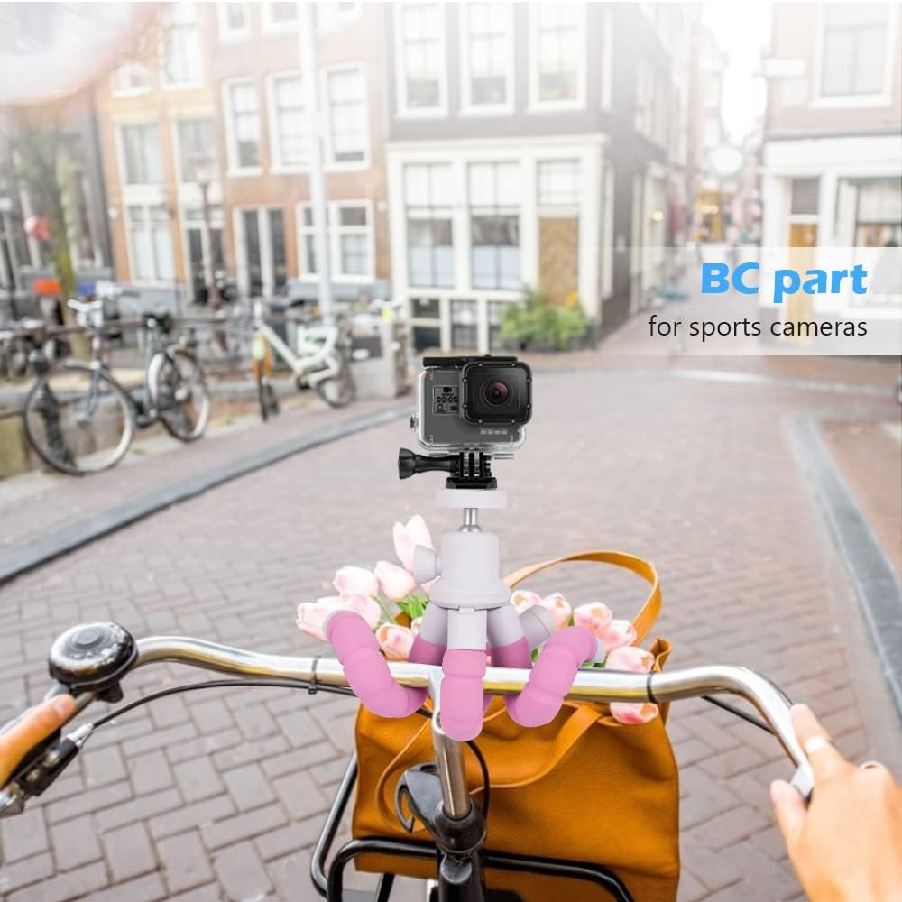 Ubeesize Portable Tripod Stand with Wireless Remote & Clip, Flexible Phone Holder for Video Recording (Pink)