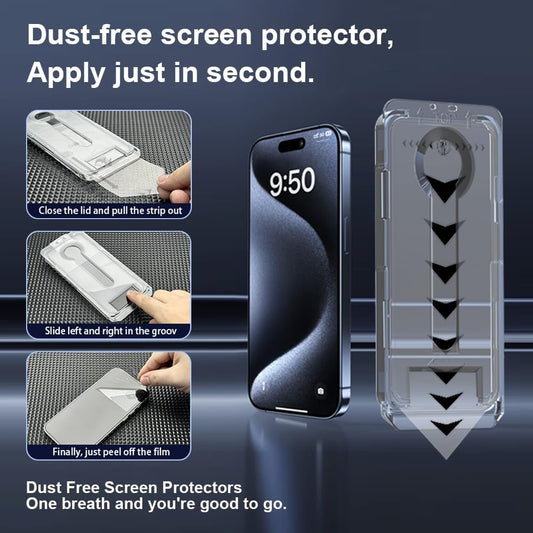 OneFish Screen Protector for Iphone 15, HD Clarity Tempered Glass Film 9H+ Hardness with Hassle-Free Installation Frame, Dust-Free Bubble-Free Anti-Fingerprint, 2Pack