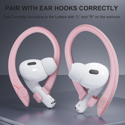 2 Pairs AirPods Ear Hooks for AirPods Pro 2, AirPods Pro, AirPods 4, 3, 2 & 1, Upgraded Anti Slip Sports Clip Hooks for AirPods 1, 2, 3, 4,Pro, Pro 2 – Pink