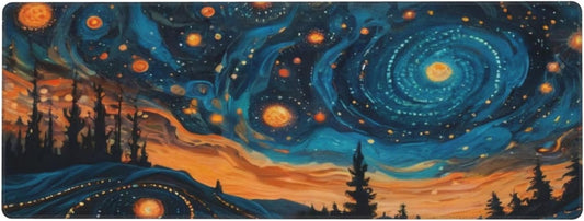 Gaming Mouse Pad, Large Non-Slip Rubber Base Mousepad, Keyboard Mouse Mat, Desk Pad with Stitched Edges, 31.5x11.8inch, Abstact Sky