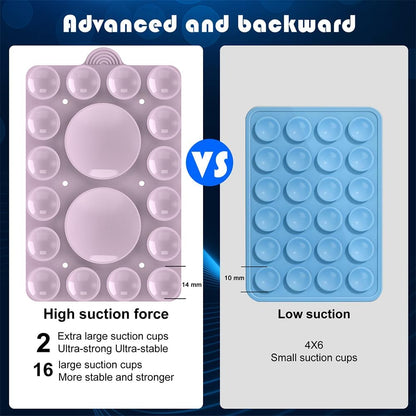 Silicone Suction Phone Holder Mount,Silicon Adhesive Phone Accessory for iPhone and Android, Hands-Free Mirror Shower Phone Holder,TikTok Videos and Selfies (Violet 2Pack, Double Sided)