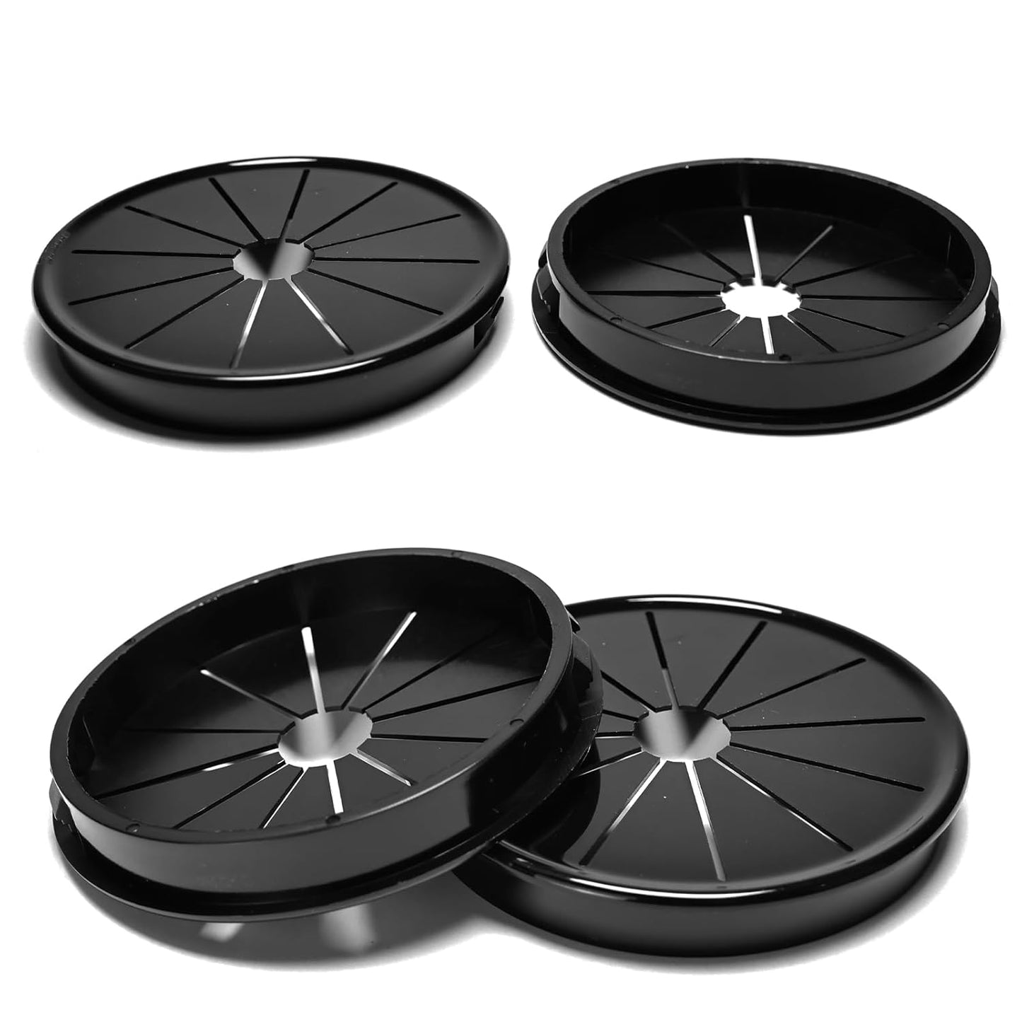 4 Pcs Cable Grommet, Snap Bushing 3-1/8" (80 mm) Mounting Diameter, Flexible Petal-Shaped Buckle Round Nylon Desk Grommet for Wires Through Countertop Cord Organizer and Protection, Black