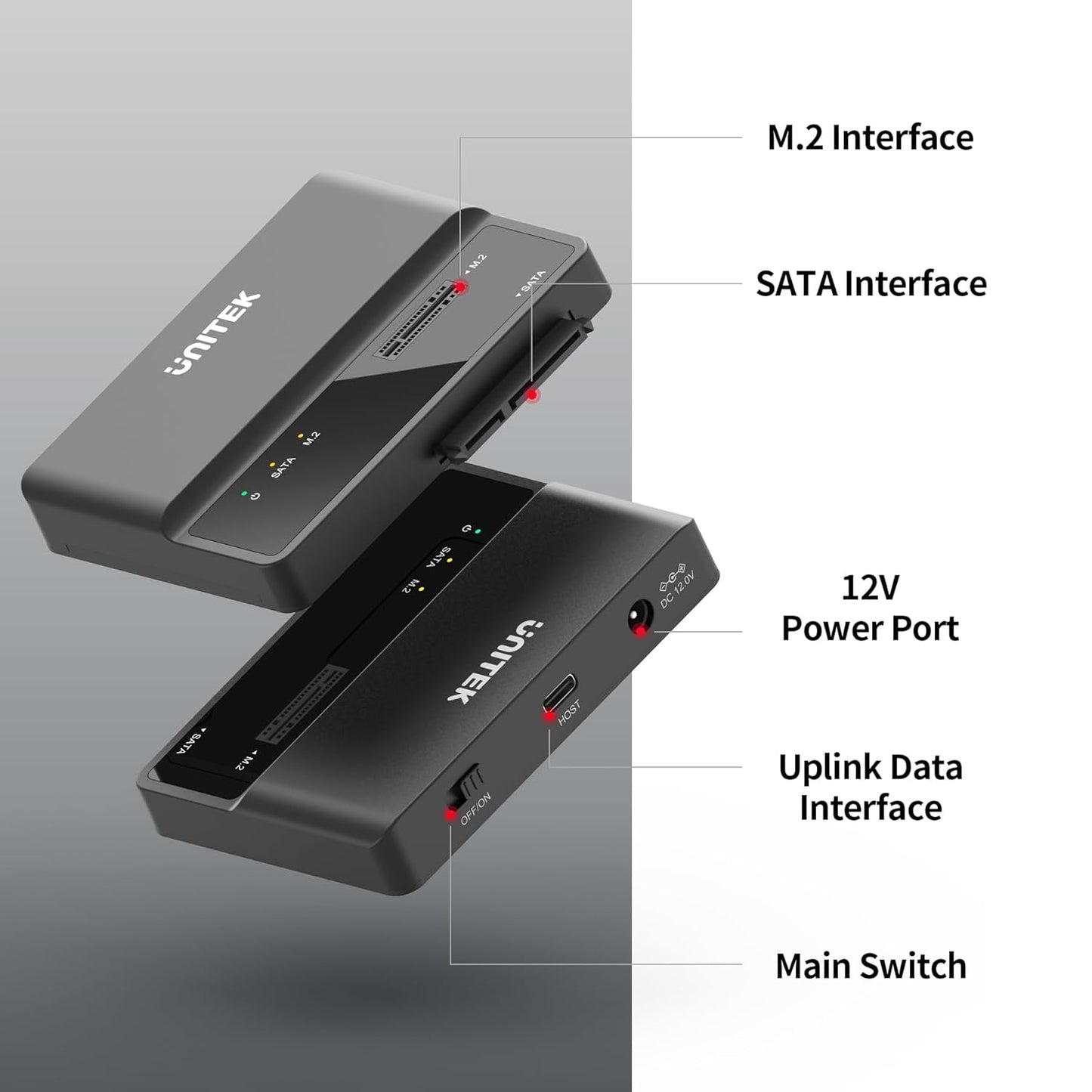 Unitek M.2 NVME SATA SSD Enclosure-2 in 1 Tool-Free Portable 10Gbps NVMe PCI-E M.2 and SATA SSD External Adapter USB 3.2 Hard Drive Reader for 2230/2242/2260/2280 NVMe and 2.5" /3.5" SSD
