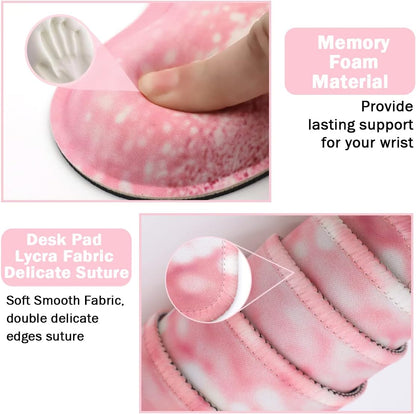 Large Mouse Pad and Keyboard Wrist Rest, Desk Pad for Keyboard and Mouse, 4-in-1 Large Gaming Mouse Pad with Wrist Support, Desk Mat for Home Office Study Game-Pink Stay Positive