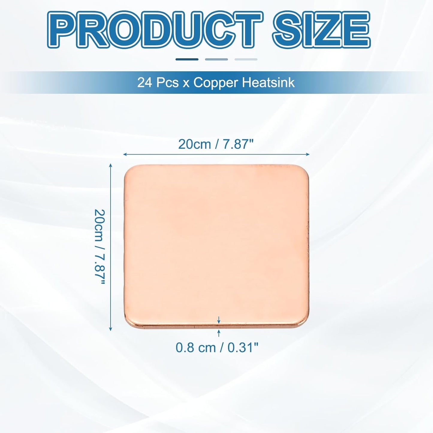 PATIKIL Copper Heatsink Pad Shims, 24 Pcs 20x20x0.8mm Copper Pad Shim IC Chipset GPU CPU Thermal Heatsink for Cooling Laptop Desktop Computer