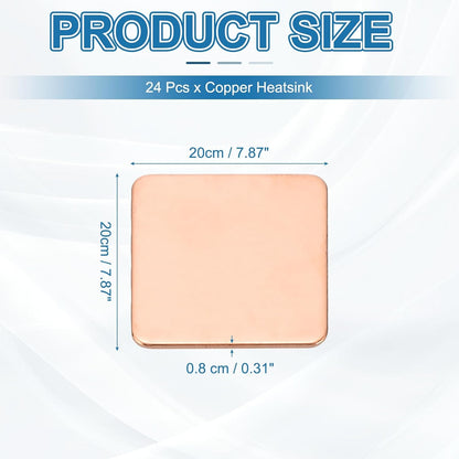 PATIKIL Copper Heatsink Pad Shims, 24 Pcs 20x20x0.8mm Copper Pad Shim IC Chipset GPU CPU Thermal Heatsink for Cooling Laptop Desktop Computer