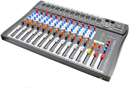12 Channel Audio Mixer, DJ Soundboard Sound Mixer Console with Xlr, Line Inputs & 48V Phantom Power, Studio Audio Mixer KTV Sound Mixing Console for Professional and Beginners (12-Channel)