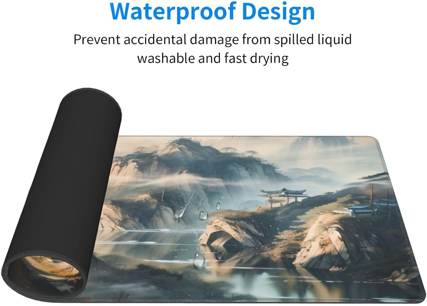 Large Mouse Pads Anime Landscape Mountain Wilderness Wonderland Non-Slip Rubber Base Gaming Mousepad, Keyboard and Mouse Pad with Stitched Edges,PC Desk Mat for Game,Work,Office(31.5"*11.8")