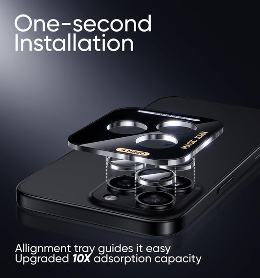 MAGIC JOHN for iPhone 16 Pro Max/16 Pro Camera Lens Protector [Alignment Kit&1:1 Invisible Perfect Fit] 9H Aerospace Tempered Glass Anti-Scratch Durable, Individual Cover Ring, Case Friendly, Set of 2, Clear