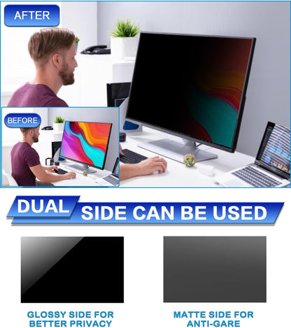 FILMEXT 31.5 inch Computer Privacy Screen Filter for 16:9 Widescreen Monitor, Removable 31.5 in Anti Blue Light Anti Glare Anti Spy Privacy Filter Shield-(27 7/16×15 7/16)