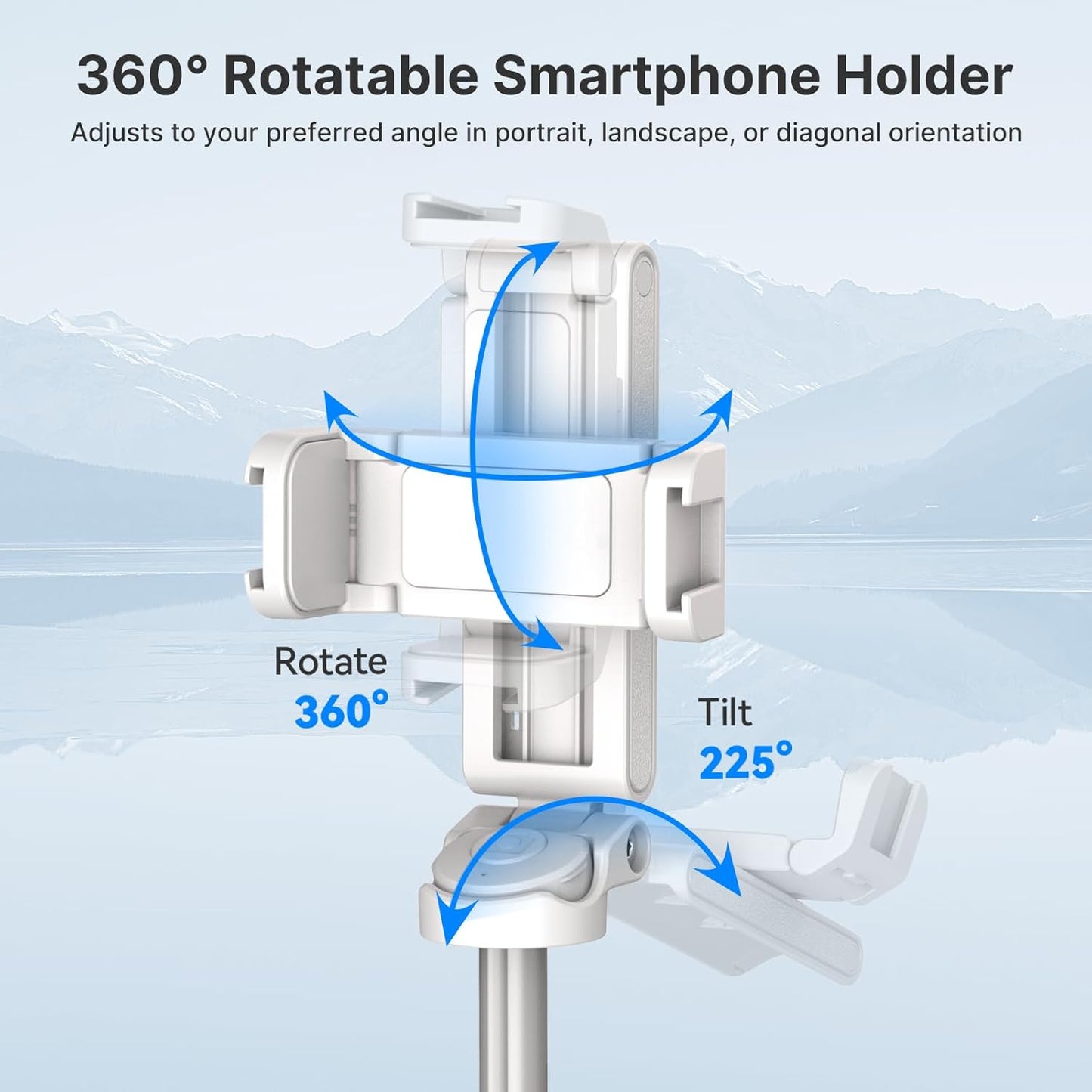 ULANZI JJ02 Selfie Stick Tripod, Extendable Grip Phone Tripod w Detachable Remote Pocket Size, 3-in-1 Mini Phone Grip 2 Cold Shoe, 10m/393.7'' Wireless Shutter, Vlog Livestreaming Photography(White)