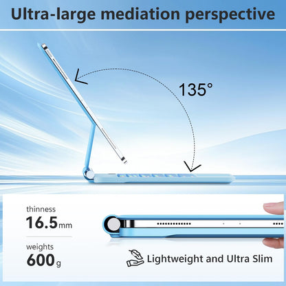 Keyboard Case for iPad Air 13 inch,iPad Pro 12.9 inch (3/4/5/6th Gen),Easy-Set Floating Cantilever Stand Magic Magnetic Backlit - Multi-Touch Trackpad Keyboard Case for iPad (Light Blue)