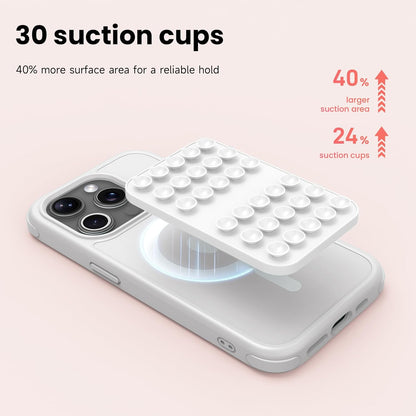 Patented Magnetic Sticky Phone Suction Grip Mount for MagSafe Case,Magnet Silicone Portable Stand Holder for iPhone 16/15/14/13/12 Series and Android, Hands-Free Selfies and Videos,White