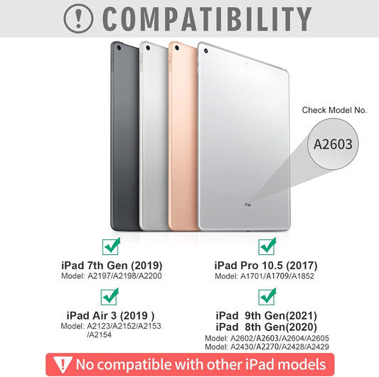 Keyboard Case for iPad 9th/8th/7th Generation 10.2 inch 2021/2020/2019 & ipad Pro 10.5-inch & ipad Air 3 2019-Backlit Detachable keyboard 360° Rotatable Folio Cover with upper pencil holder-(Teal)