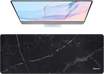 RAINYEAR Large Gaming Mouse Pad(31.5 x 11.8 Inch), Computer Mousepad with Anti-Slip Rubber Base, Smooth Large Keyboard Mouse Pad Mat for Gamer, Office, Home, Black Marble