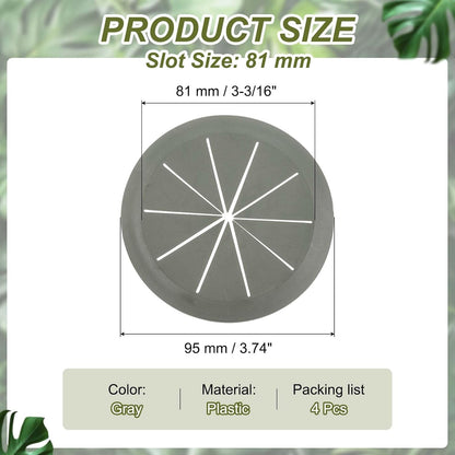 PATIKIL Desk Grommet 3-3/16", 4 Pcs Round Cable Grommet Cord Hole Cover with Adhesive Tape Flexible Table Wire Organizer for Office Home Table Countertop, Gray
