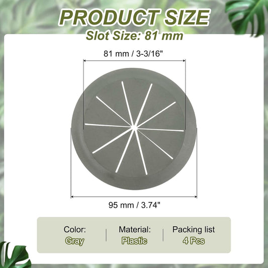 PATIKIL Desk Grommet 3-3/16", 4 Pcs Round Cable Grommet Cord Hole Cover with Adhesive Tape Flexible Table Wire Organizer for Office Home Table Countertop, Gray