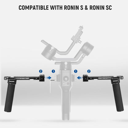 NEEWER Dual Handgrip Compatible with DJI RS4 RS4 Pro RS3 RS3 Pro RS2 RSC2 Ronin S SC Gimbal, Dual Handle Kit with 2 Mini NATO Rails, Quick Release NATO Clamps, 1/4" & 3/8" Threads, GA006