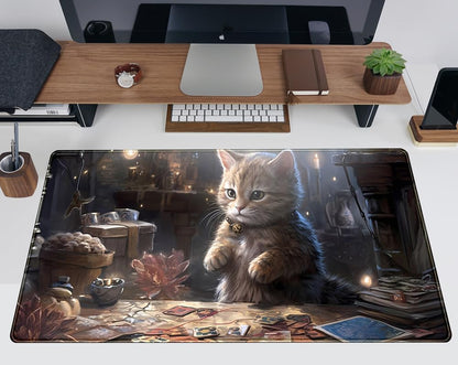 Lotus Cat XL Extended Large Gaming Mouse Pad - Black Magic Mystical Zone Gaming Desk Mat - Computer Laptop Keyboard and Mouse Mat Desktop Protector - 31.5 x 15.8 in
