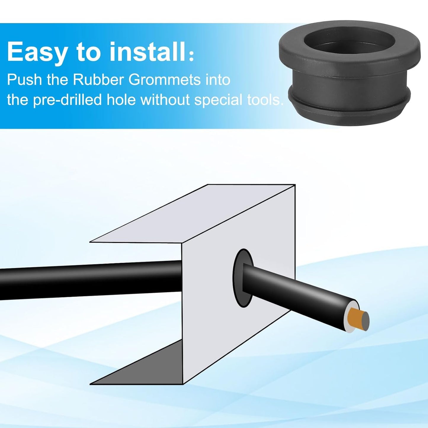 PATIKIL 26mm / 1 Inch Drill Hole,13/16 Inch ID Rubber Grommets, 3Pcs Top Hat Grommet for Wiring Eyelet Ring Gasket Automotive Firewall Cable Hole Plugs Wires Protection, Black